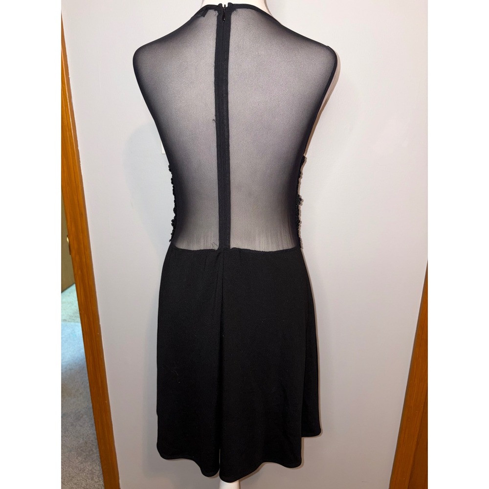 For Love & Lemons Black Sheer Mesh Floral Lace Mini Dress Size M skater daisy - Picture 5 of 12